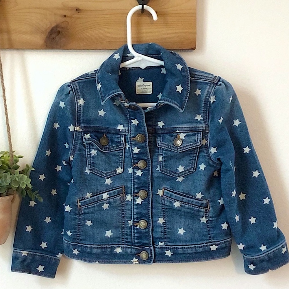 BabyGAP Jean Jacket Girl’s Star Print Denim Button Down Size 3